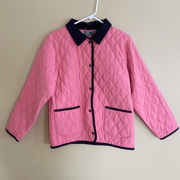 LL Bean pink corduroy girl quilted button jacket - Picture 1 of 8